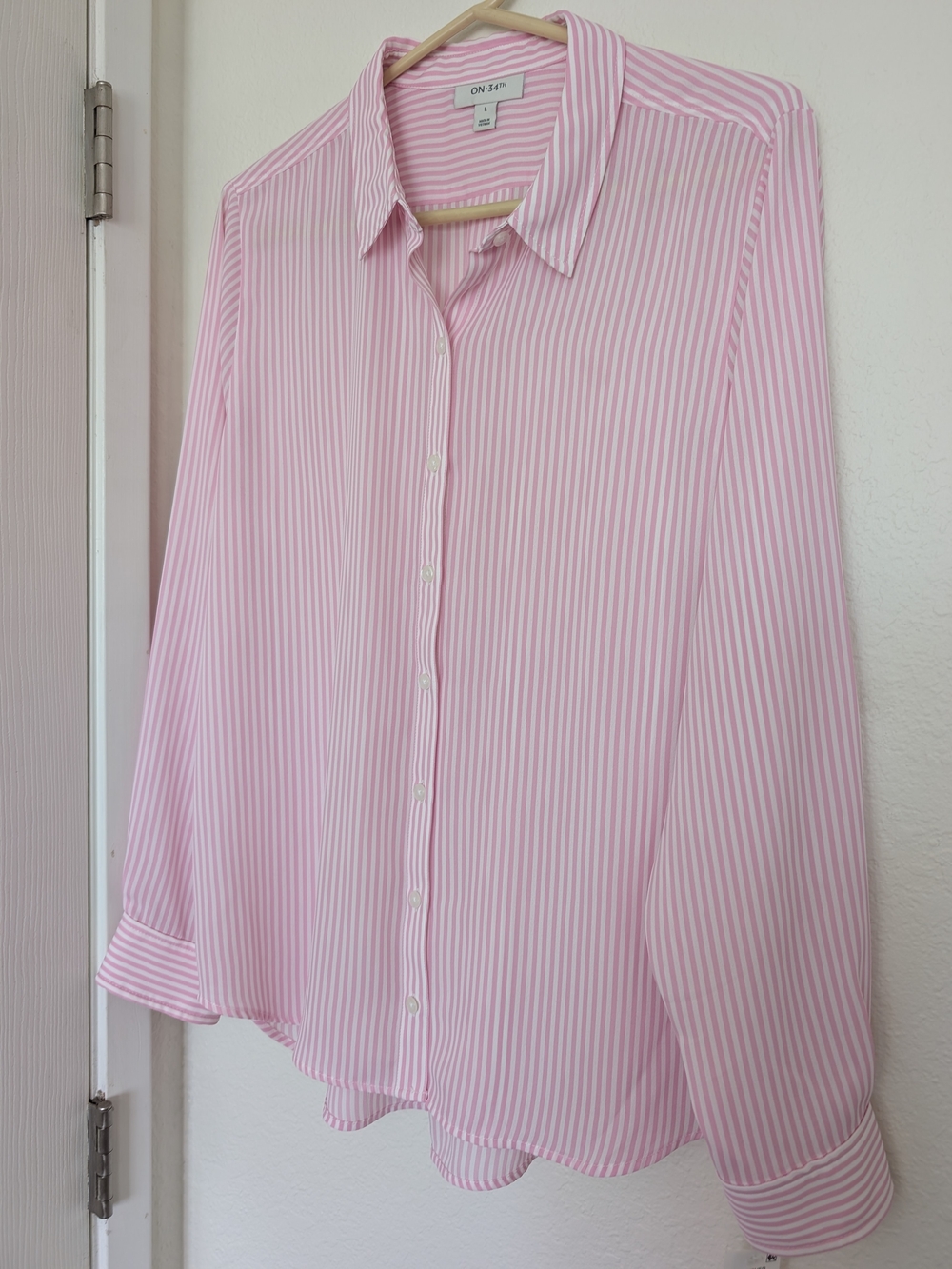 Pink Striped Button-Down Blouse